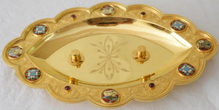 French antique solid silver gilt Gothic Chapel Set